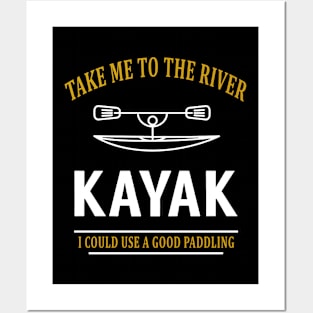 KAYAK TAKE ME TO THE RIVER PADDLING FUNNY SPORTS Mens Navy KAYAK Posters and Art